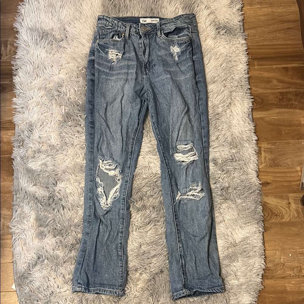 Distressed Blue Jeans